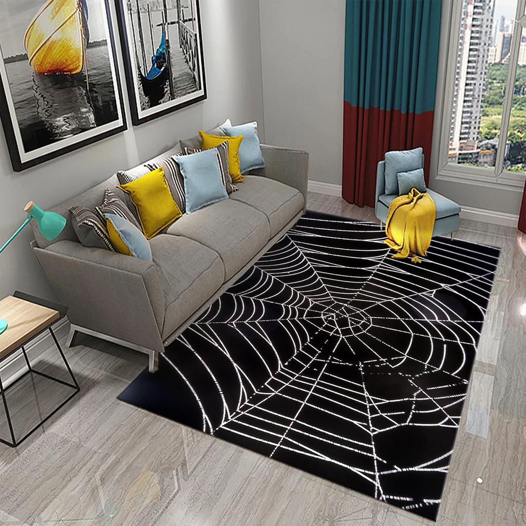 Halloween Horror Spider Web Carpet Teens Bedroom Living Room Large Decor Carpet Kitchen Bathroom Anti-Slip Door Mat Floor Mats