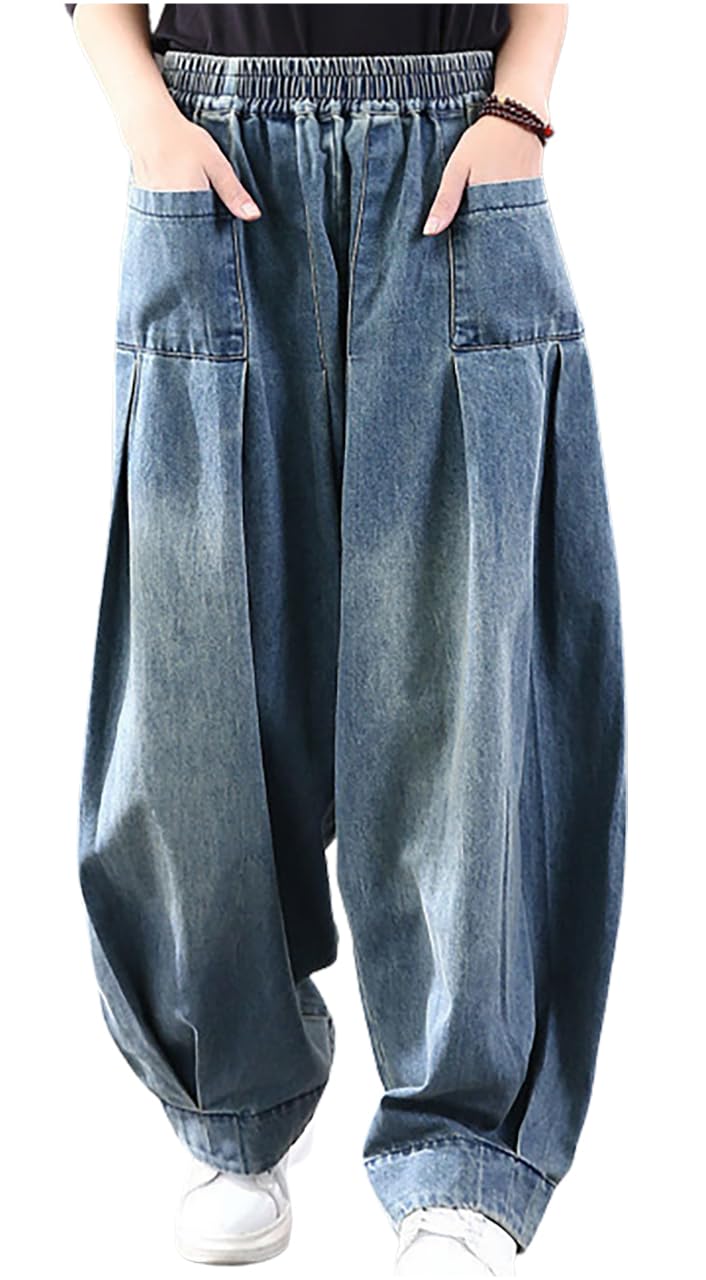 Chunach Denim Gaucho Sarouel Loose Outdoor Loose Women s Wide-Leg Pants, Style, Fit, Long, Stylish, Girls  Loungewear, Jeans, Casual, Fall,
