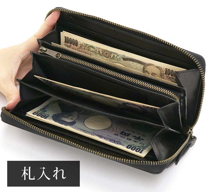 AVIREX BEIDE Round Zipper Long Wallet Long Wallet Leather AX9102