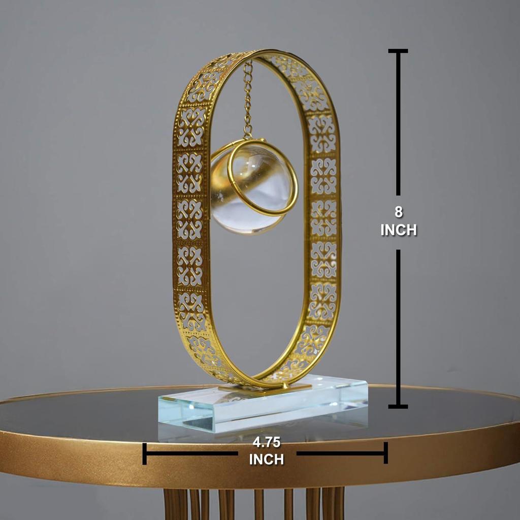 Clear Crystal Ball with Stand, Light Luxury Crystal Sphere for Gift, Gold Art Deco for Photography Ornaments, Bookcase, Wedding, Party