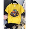 European Sizes Boys' T-shirt Tractor Farm Vehicle Agricultural, Ideal for Outdoor Activities, Soft Knitted Top, Comfortable And Breathable