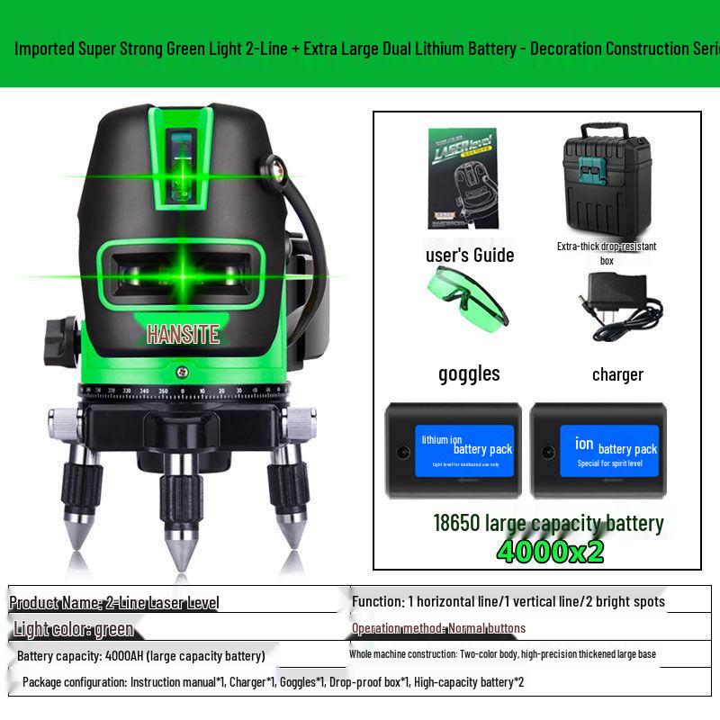 High Precision Outdoor Laser Level with Automatic 2, 3, or 5 Green/Blue Light Lines