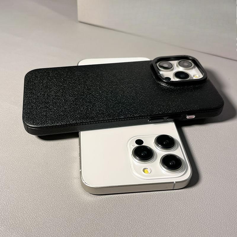 Lychee Leather Pattern Suitable for Apple 16 ProMax Mobile Phone Case Metal Button Iphone14 Simple 13 Protective Case 15