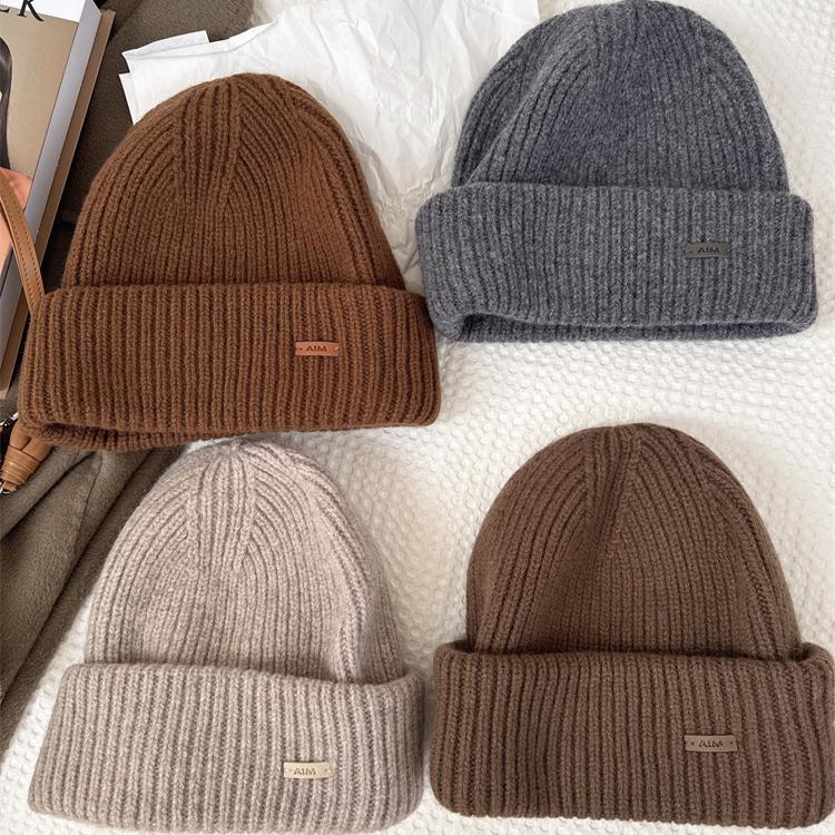 Simple and Versatile Solid Color Wool Hat Autumn and Winter Warm Woolen Hat Knitted Hat for Men and Women