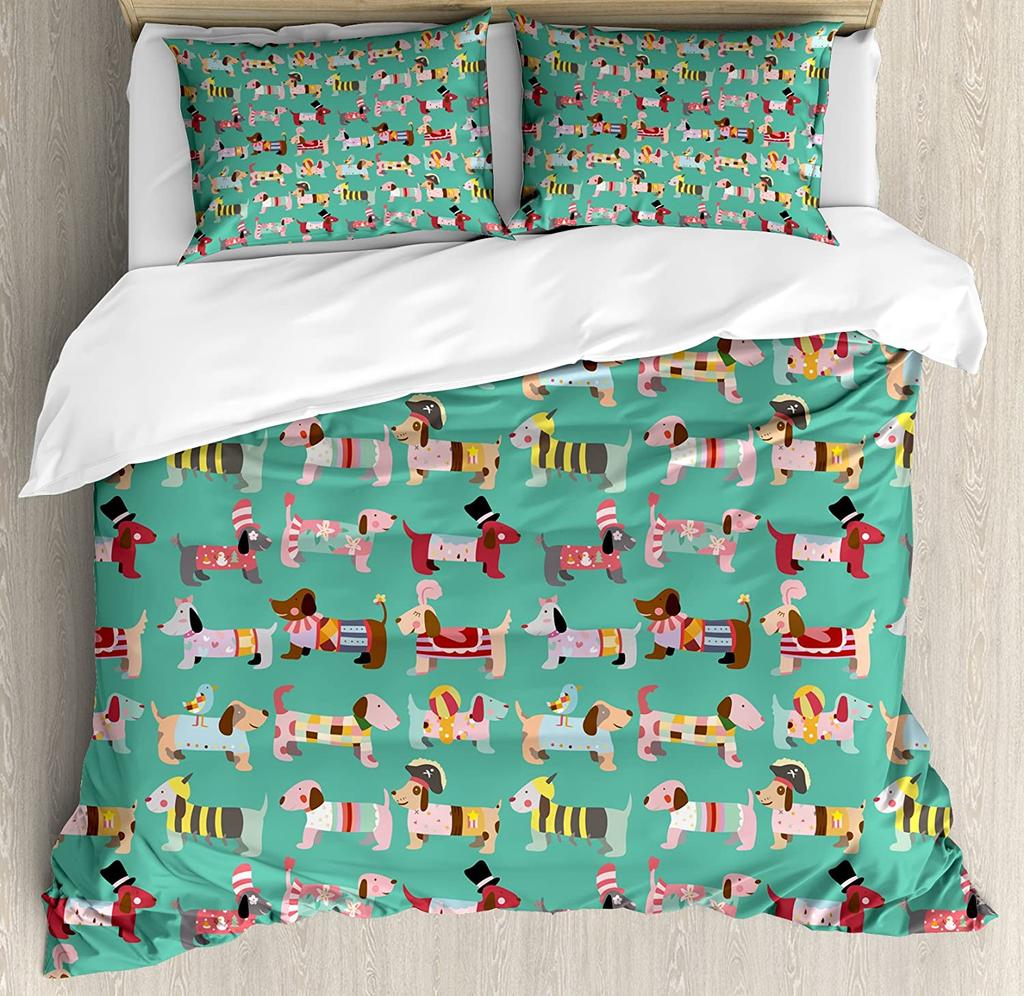 3pcs Bedding Set Dog Pug Cartoon Home Textile Duvet Cover Pillow Case Boy Kid Teen Girl Bedding Covers Set