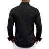 Men's Casual Business Long Sleeve Shirt Stretch Breathable Double Button Collar Slim Fit Dress Shirt for Office Work or Formal Occasions