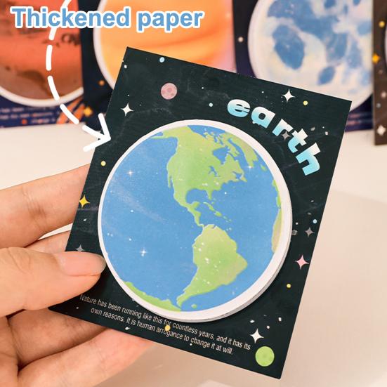 Planet-Themed Round Note Pads Creative Earth Moon Self-Adhesive Memo Pads for Students Practical Office School Supplies