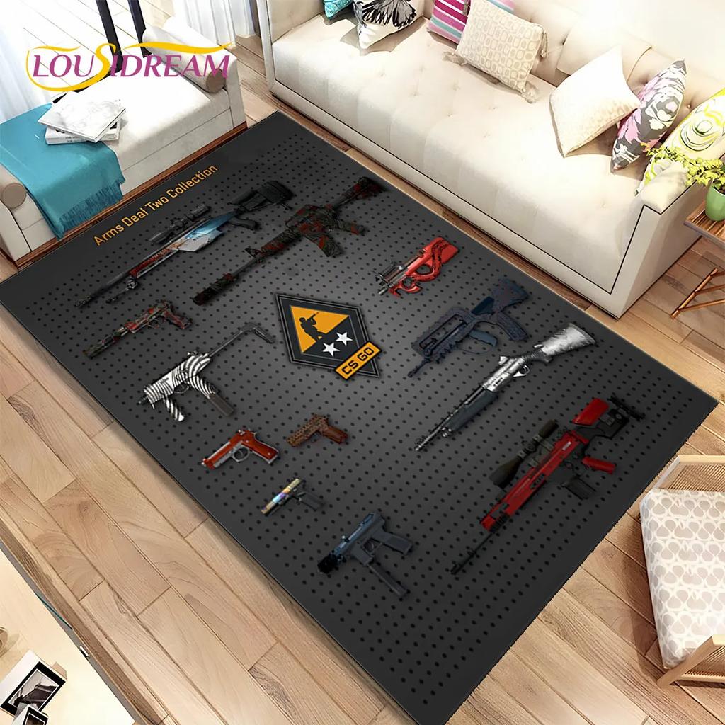 3D Assault Rifle Pistol Gun CS M4 AK USP Game Area Rug,Carpet for Home Living Room Bedroom Sofa Doormat Decor,Non-slip Floor Mat