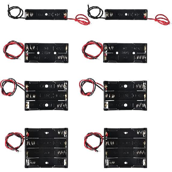 DIANN 10pcs AAA Battery Holder with Switch ON Off Case Back Cover 2X 1.5V Batteries Charger Holder Spring Clip Storage Box Cell Cable