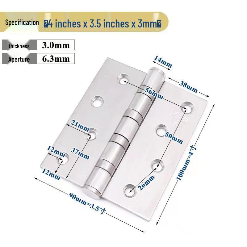 4-Zoll Edelstahl Stiller Lager Scharnier Mutter-Kind für Schlafzimmer Holztüren