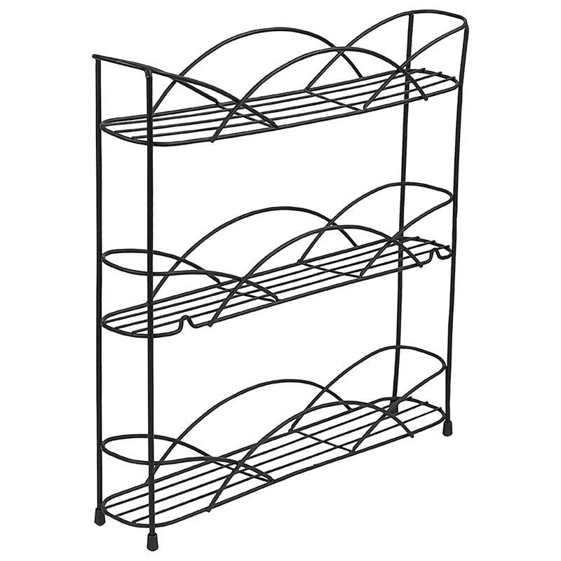 A25F-3-Layer Spice Storage Box, Expandable Spice Storage Box, Stackable Spice Rack, Wall-Mounted Iron Countertop Spice Rack чёрный