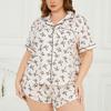 Set Pigiama Taglie Grandi per Donna, con Pantaloncini a Manica Corta Larghi e Comodi e Abbigliamento Casuale per la Casa.