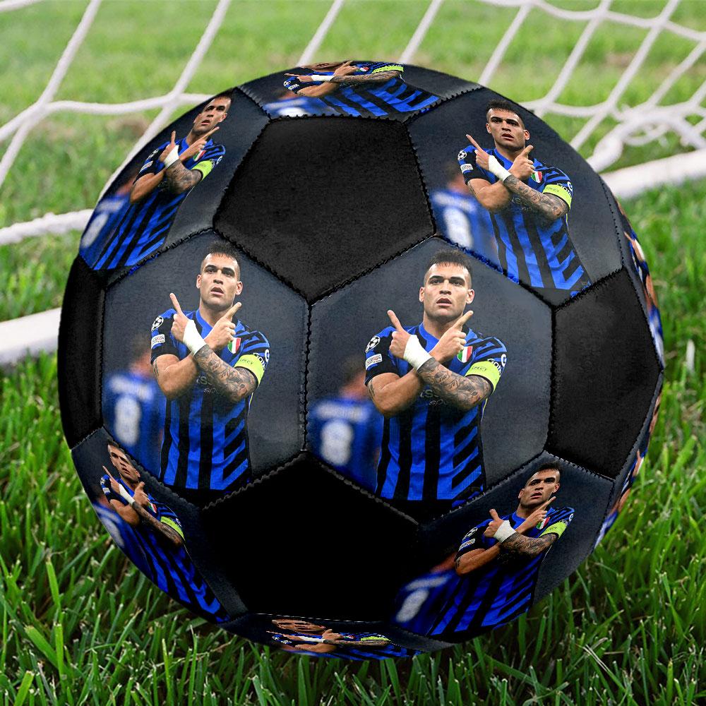 Lautaro Size 5 Soccer Ball, Machine-Stitched PVC, Durable & High Bounce, All Ages Fit, Fan Merchandise, Matches & Outdoor Use.