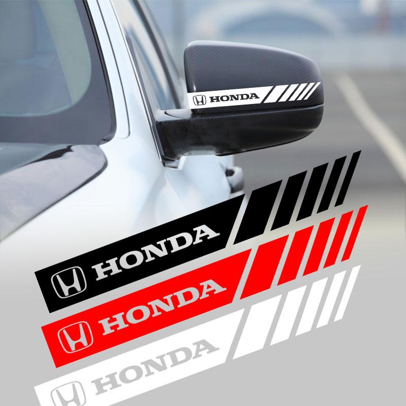 2Pcs Car Stripe Stickers Rearview Mirror Reflective Vinyl Decals Decoration For Honda Fit Mugen Insight Type S R VTEC DOHC Modulo Vezel Legend RR Si