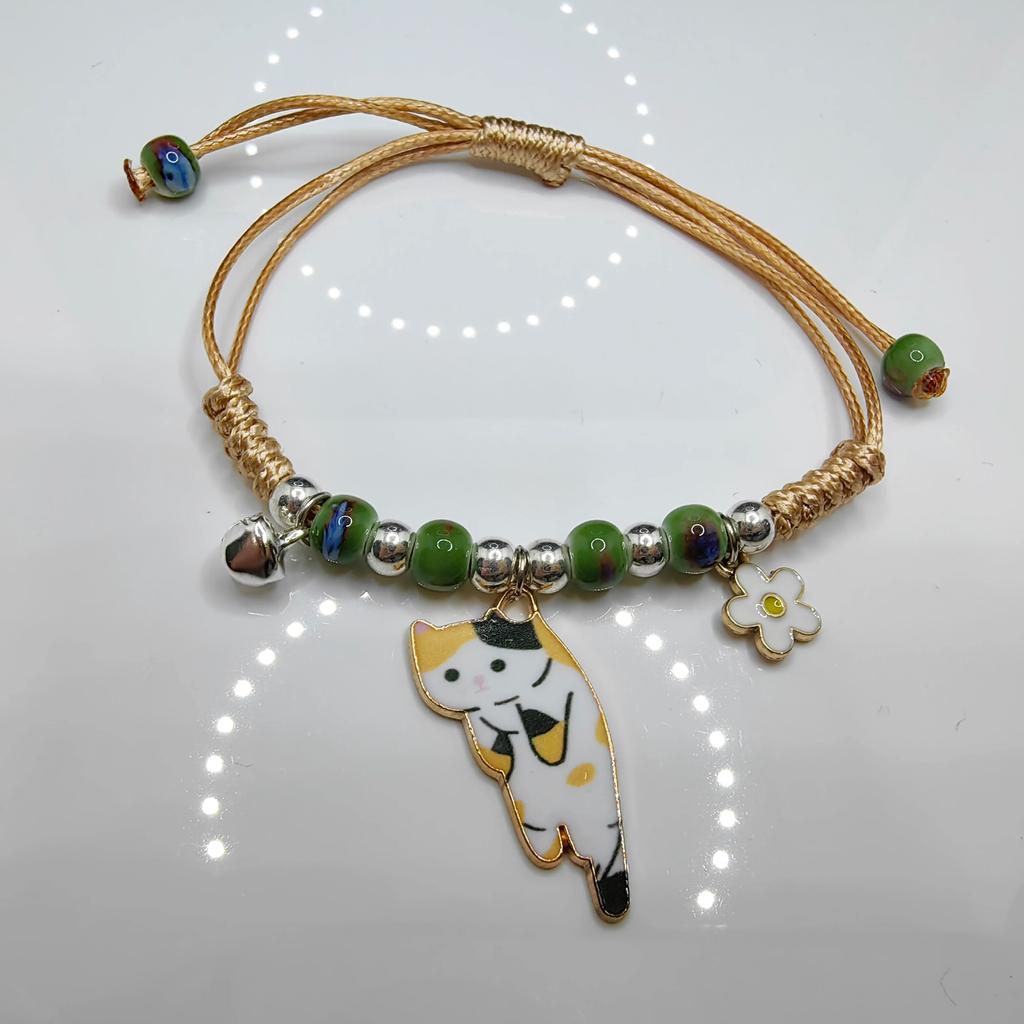 Einstellbare Bunte Seil Glückliche Katze Anhänger Armband Für Frauen Mädchen Kind Geburtstag Geschenke Charme Quaste Mode Paar Armreifen