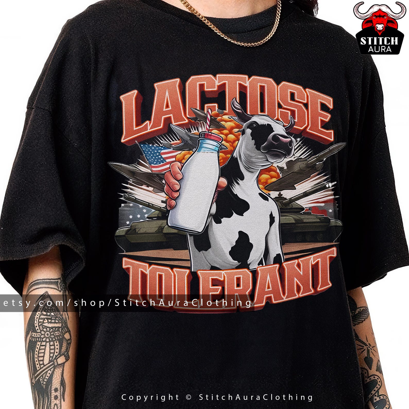 Lactose Tolerant Vintage Graphic T-Shirt,Funny Meme Gift For Teenager,Retro Milk 90s Funny Tee,Graphic Shirts For Friends,Dank Memes Tshirt 4XL
