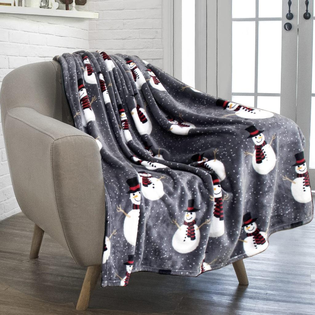 Cute Snowman Pattern Blanket Flannel Soft Comfortable Home Blanket Warm Blanket Birthday Gift