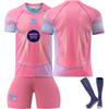 Kits de Football Personnalisés avec Nom pour Adolescents, Enfants, Adultes 25/26 Barça Rose Ensemble de Maillot d'Entraînement Sportif avec Chaussettes
