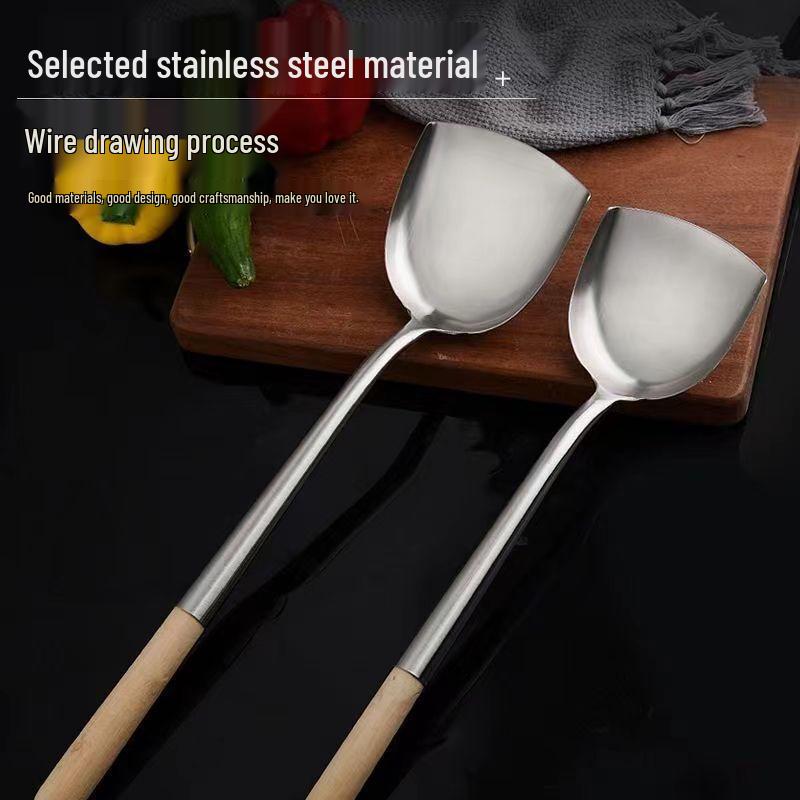 Stainless Steel Wok Spatula with Wooden Handle