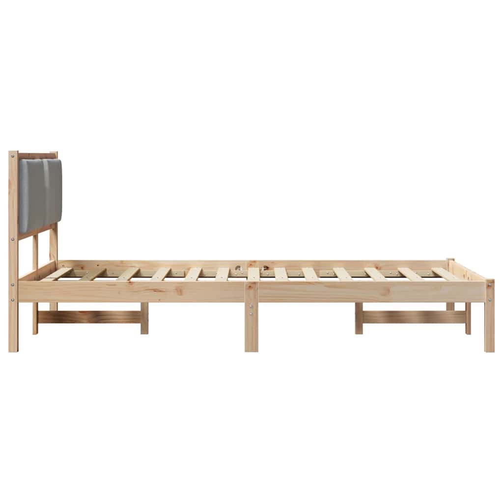 Bed Frame Light Grey 120 x 190 cm Solid Pine Wood
