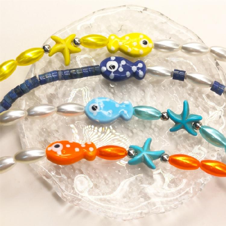 Playful Clownfish Pendant On A Delicate Beaded Chain Stylish Clownfish Necklace on Wax Rope Delicate Neckchain Jewelry