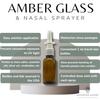 Amber Glass 1 oz Nasal Spray Bottles 2 Pack - Refillable Empty Glass Sprayers for Saline, Essential Oils, Travel Sized, UV Protective