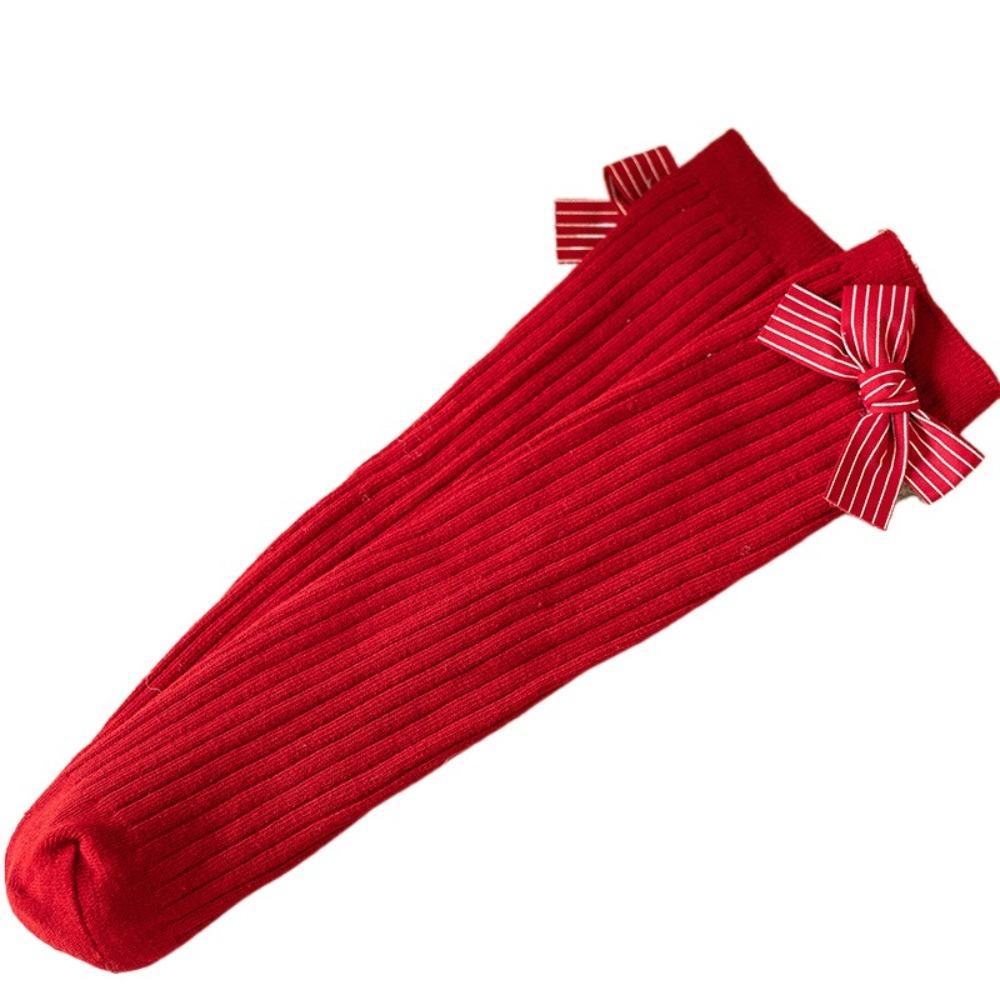 

Stripe Grid Red Bowknot Stockings Bear Stockings for Girl Children Knee High Socks Children Style 6