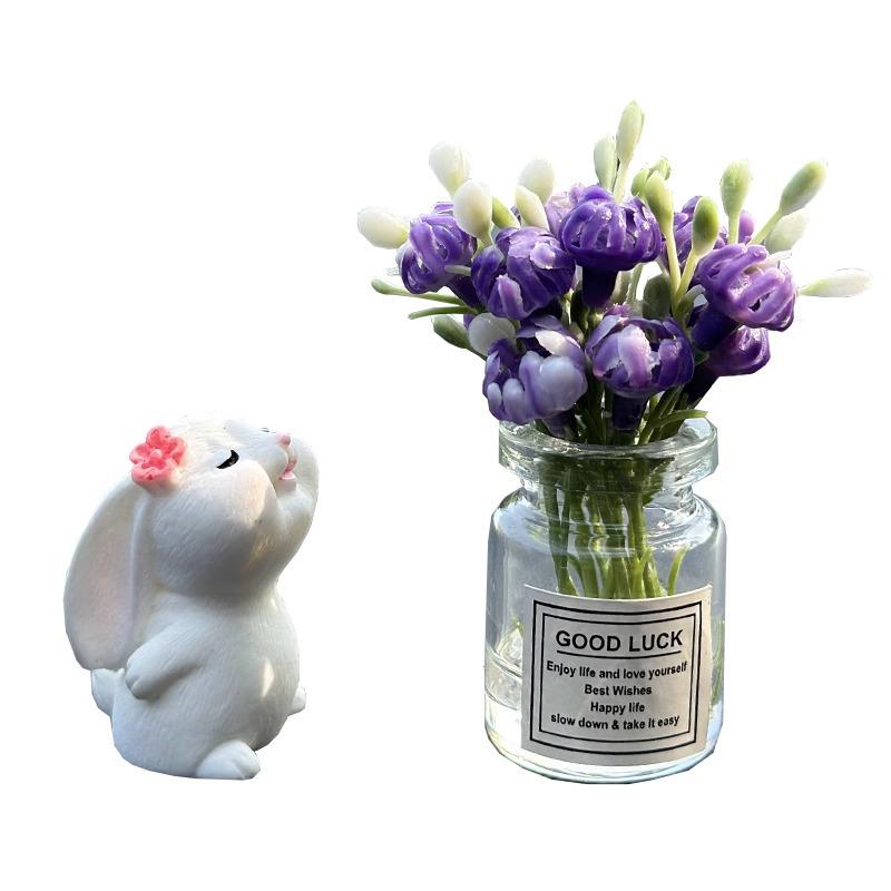 Car Interior Cute Rabbit Vase Ornament - Healing Center Console Doll