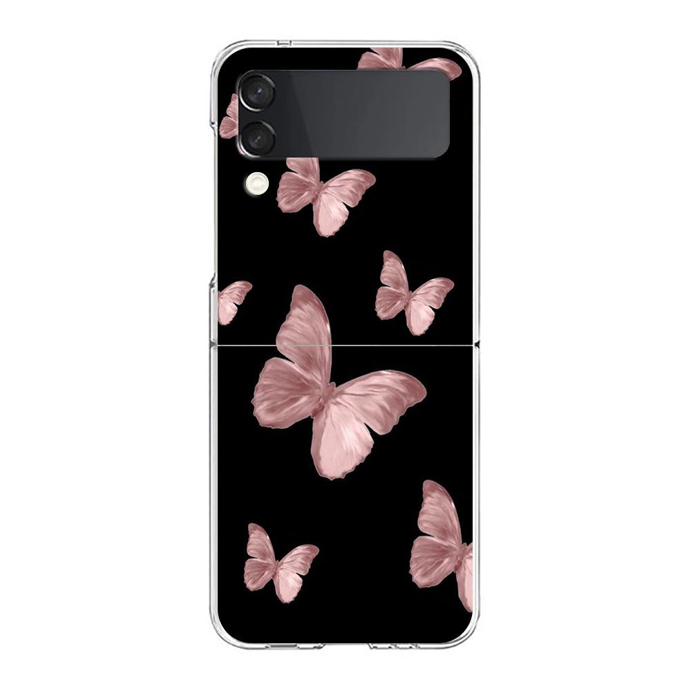 

Gold Pink Rose Glitter Hearts Phone Case For Samsung Galaxy Z Flip 3 4 5 Hard Folding Clear PC For Samsung Z Flip 6 Back Cover Samsung Z Flip 3