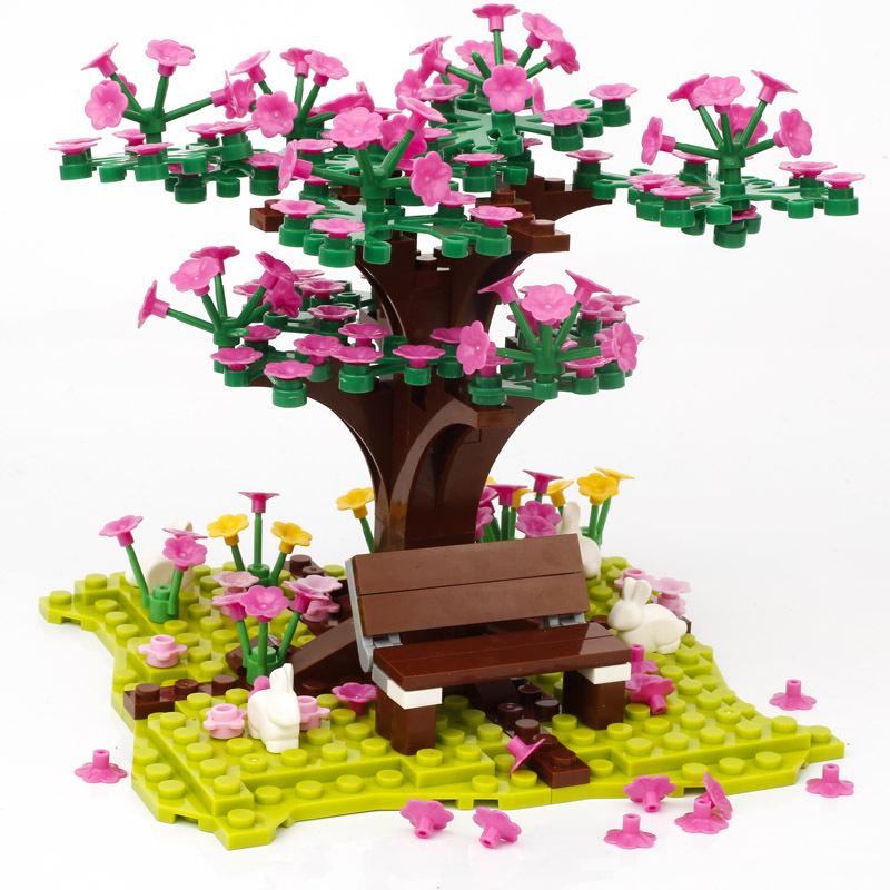 Street View Children's Toys Tree Stools Plants Toy Gifts Flowers Colorful tree Compatible MOC Accessories City Building Blocks Children's Park