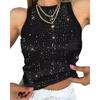 Bead, Leopard Print, Vest, Sexy, Exposed Waist, Color Blocking, Sleeveless Top for Women