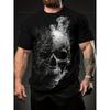 European Size Summer Casual Outdoor Sports Short-Sleeve, Gray Skull 3D Print T-Shirt, Suitable for Outdoor Activities And Home Relaxation