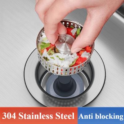 Stainless Steel 3 In 1 Kitchen Sink Drain Stopper Jump Up Anti Clogging Basket Strainer Upgraded Metal Sink Filter Sink Strainer