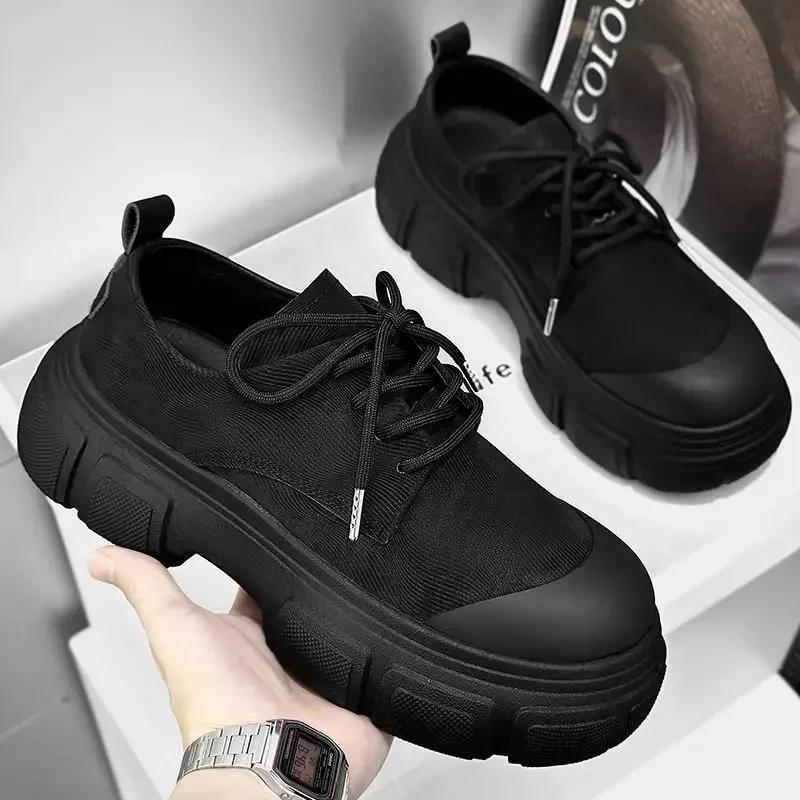 Fashion Leather Shoes for Men Lace Up Thick Sole Round Toe Platform Designer Size Man Casual Shoe 45 Classic Original Footwear Offer Pu