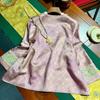 2026 Spring Women's Retro Golden Thread Jaquard Long Sleeve Top - Chinese Style Round Neck Shirt