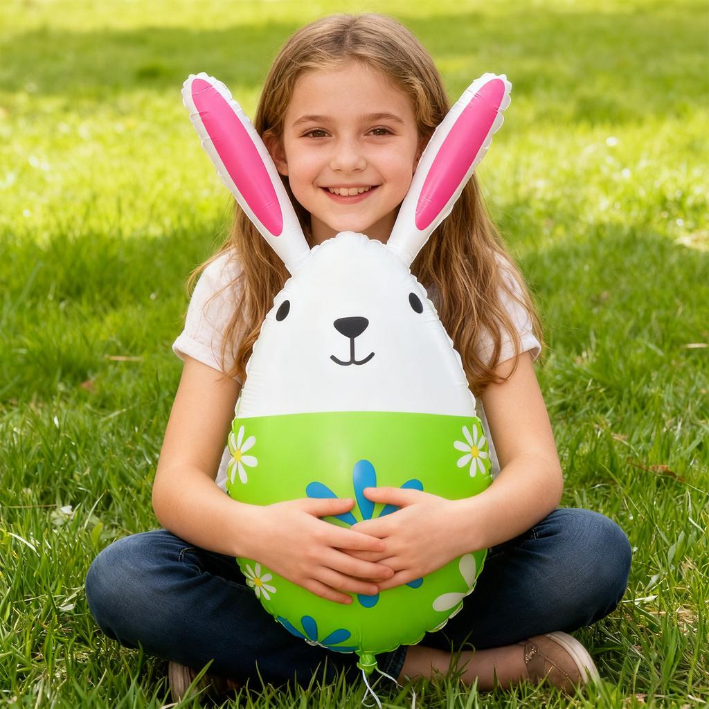 6 Pcs Easter Bunny Egg Inflatable Balloons, Colorful Cartoon Bunny Balloons For Easter Party Decorations, Kids Easter Gifts & Easter Supplies