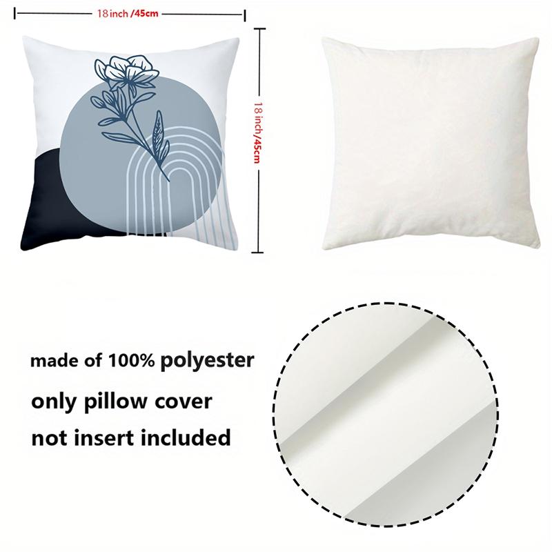 Blue and White Floral Patterned Cushion Covers Set Polyester Pillowcase, Sofa Decorative Cushion Cov Headboard Pillow