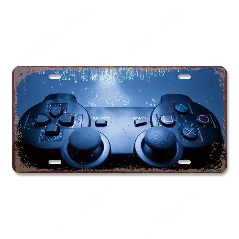 Vintage Video Game License Plate Metal Sign Playstation Gamer Metal Tin Poster For Boys Play Room Workshop Home Wall Art Decor