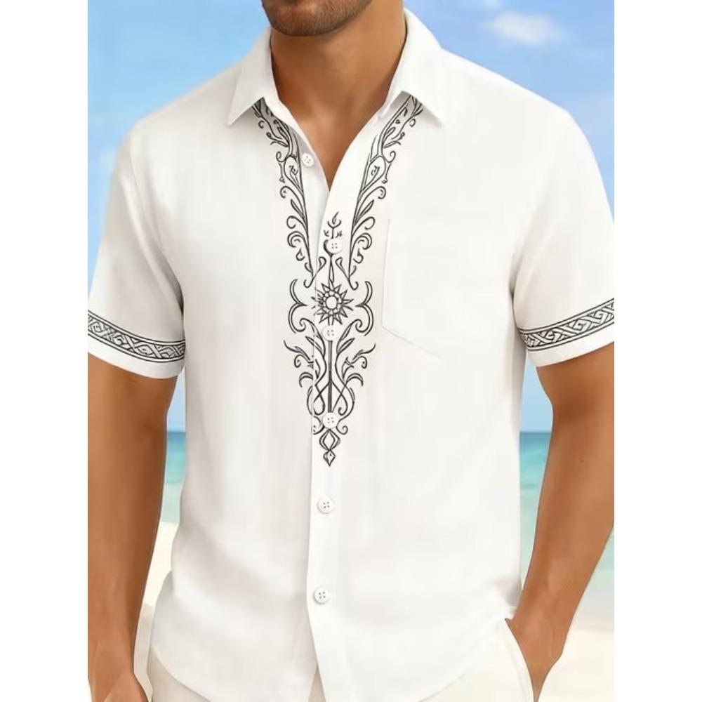 

Men s Simple Pattern 3D Print Shirt Button Up Shirt Casual Shirt Summer Shirt Short Sleeve Daily Vacation Clothing 8XL слонова кістка
