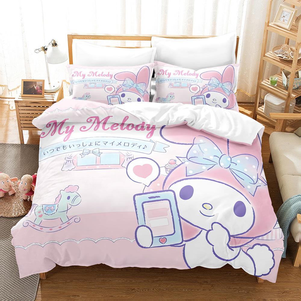 Melody Polished Four-Piece Cartoon Sanrio Autumn And Winter Warm Bedding Quilt Cover Pillowcase Mattress Sheet