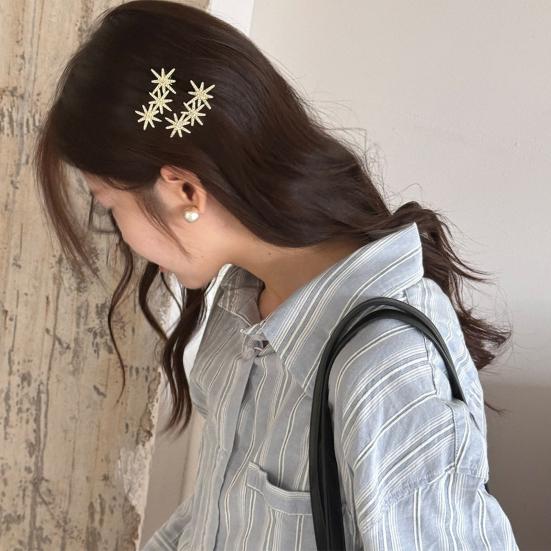 Decorative Hairpin, Rhinestones Eight-Pointed Star Design Hair Clip, No Damage Side Bang Hair Pin, Versatile Style Hair Accessory
