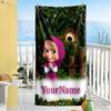 Masha Bear Customize Text Beach Towel Quick-Dry Soft Microfiber Perfect for Traveling Yoga Camping and Swimming