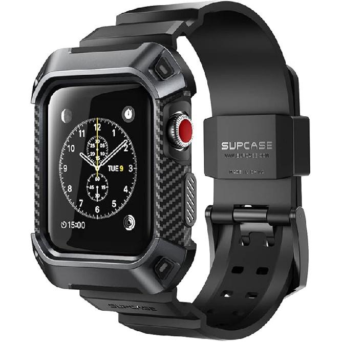 SUPCASE [Unicorn Beetle Pro] Case for Apple Watch 3 [42mm], Rugged Protective Case with Strap Bands for Apple Watch Series 3/2/1 (Black)