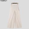 INCERUN Men Zipper Waist Long Pants Casual Twisted Wide Leg Trousers