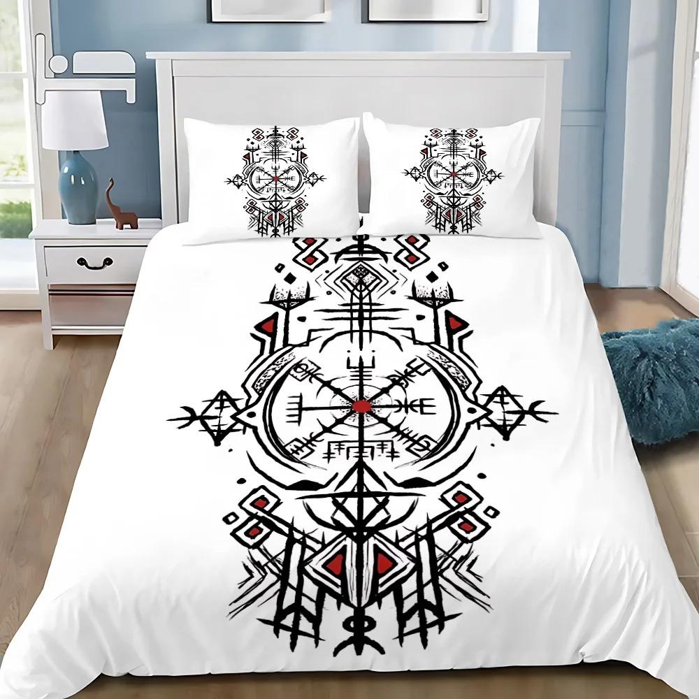 Viking Northern Germanic Culture Wolf Celtic Mystical Symbol Bedding Set Comforter Bed Home Decor Single Double Large Size