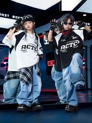 Street Dance Trendige Kinder Hip Hop Kleidung - Jungen- & Mädchen-Performance-Kostüme mit Schlagzeug.