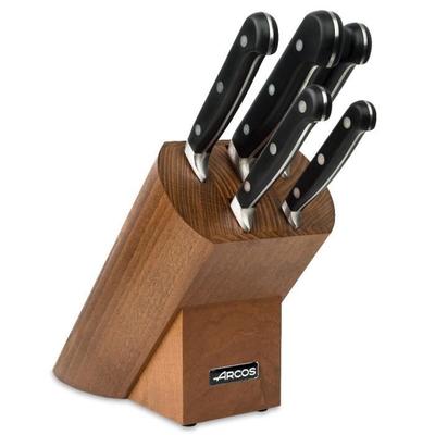 5-piece Knife Block - ARCOS - Ópera - NITRUM® Forged Stainless Steel Blades - Lacquered Beech Handle - Stainless Steel Rivets