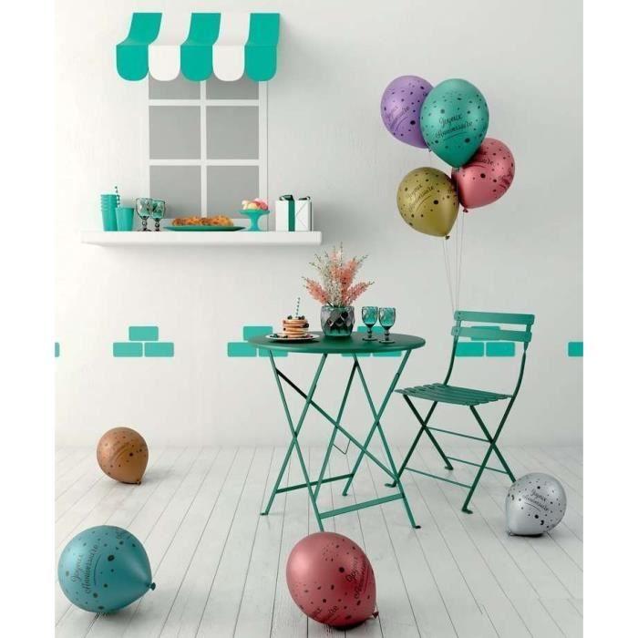 P'TIT Clown re22431 - Lot 8 ballons Joyeux Anniversaire chromés 30 cm