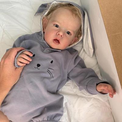 75CM/55CM 3D Skin Hand Paintes Soft Silicone Reborn Baby Boy Doll Toy For Girl Cloth Body Realistic Blonde Big Toddler Art Bebe