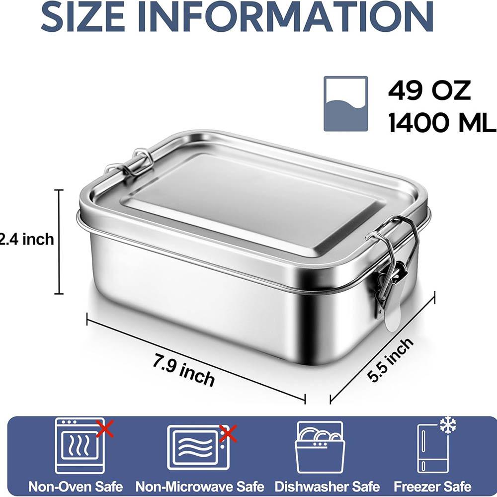 Lunch Box in Acciaio Inossidabile per Bambini e Adulti, Bento Box Portatile a Prova di Perdite, Contenitore per Pasti da Viaggio, Lavabile in Lavastoviglie